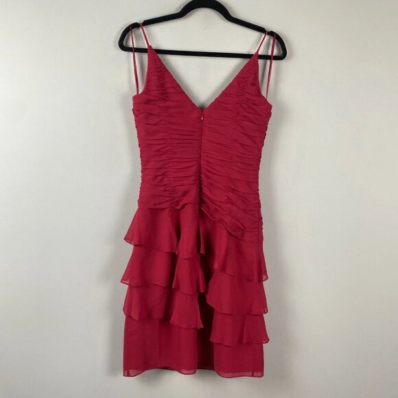 Talbots Silk Ruffle Dress Size 6P Red Sleeveless Lined - Picture 2 of 11